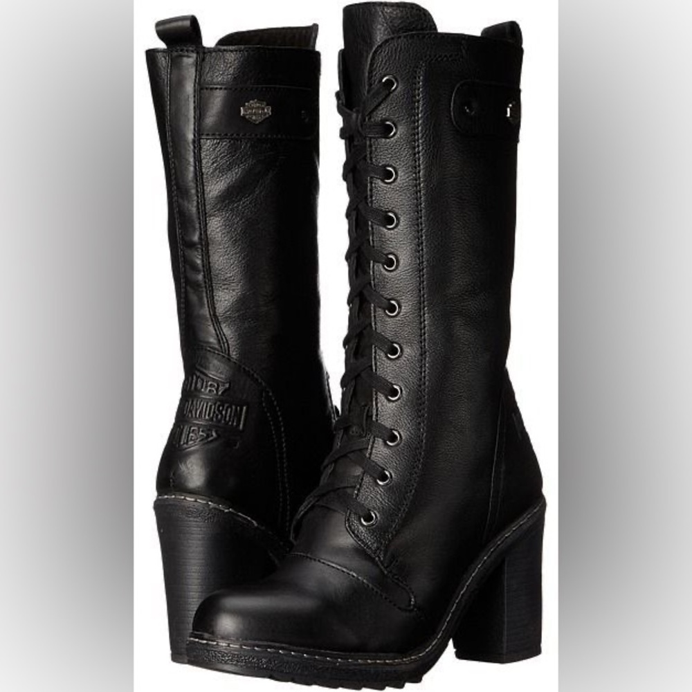 Harley-Davidson Women's Lunsford Black Leather Biker Boots Size 7